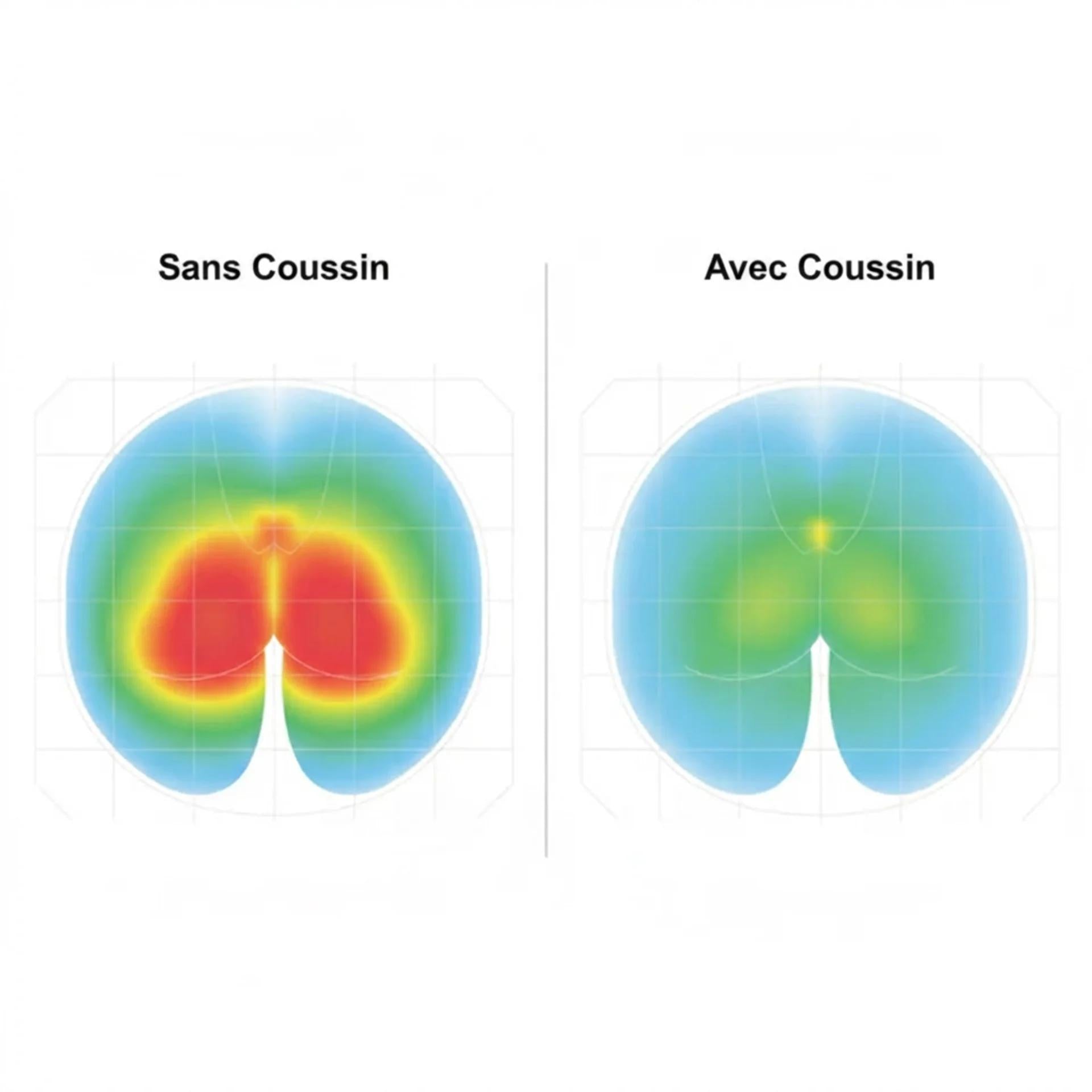 Comparaison pression avec et sans coussin