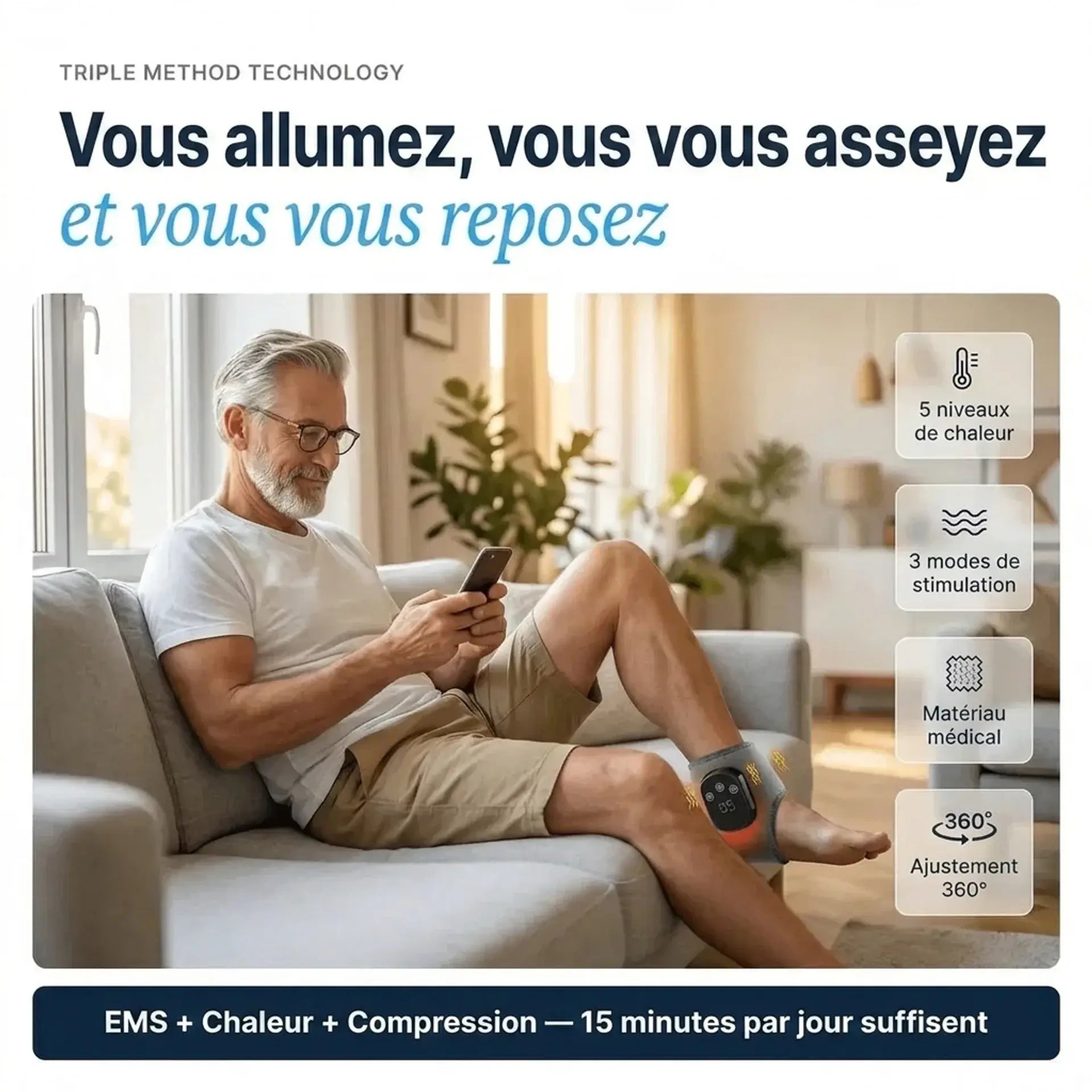 Masseur de pieds thérapeutique 3-en-1