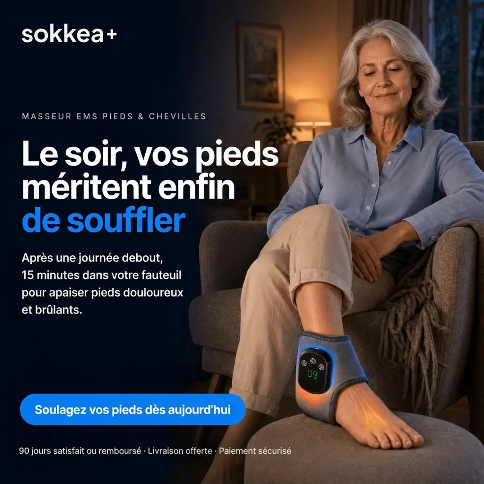 Masseur de pieds thérapeutique 3-en-1