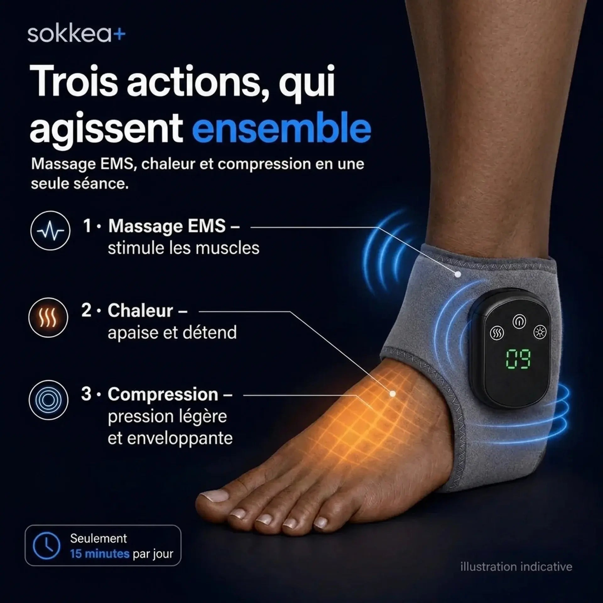 Masseur de pieds thérapeutique 3-en-1